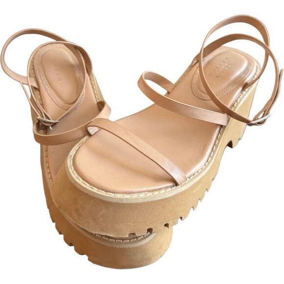 🪻BOGO🪻 ASOS DESIGN Trip Triple Strap Chunky Platform Sandals Beige Size‎ 8.5 - Picture 7 of 16
